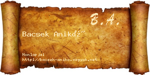 Bacsek Anikó névjegykártya